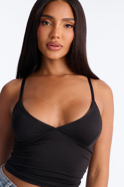 Ella V Neck Cami Top - Black