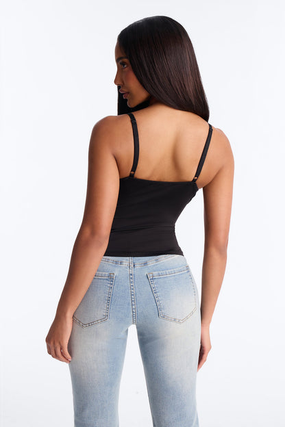 Ella V Neck Cami Top - Black